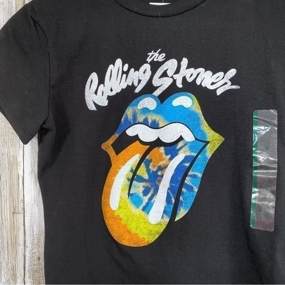 NWT The Rolling Stones Dye Black Crop - Picture 3 of 6